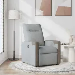 Fotoliu rabatabil, gri deschis, material textil GartenMobel Dekor