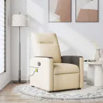 Fotoliu rabatabil de masaj, crem, material textil GartenMobel Dekor