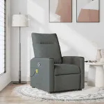 Fotoliu reclinabil cu masaj, gri închis, material textil GartenMobel Dekor