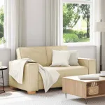 Canapea cu 2 locuri, crem, 160x78x84 cm, material textil GartenMobel Dekor