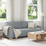 Canapea cu 3 locuri, gri deschis, 220x78x84 cm, material textil GartenMobel Dekor