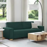 Sofa cu 3 locuri Verde închis 220 cm țesătură GartenMobel Dekor