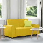 Canapea cu 2 locuri, galben, 160x78x84 cm, catifea GartenMobel Dekor