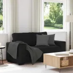Canapea cu 2 locuri, neagră, 160x77x82 cm, material textil GartenMobel Dekor