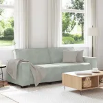 Canapea cu 3 locuri, gri deschis, material 220x78x84CM catifea GartenMobel Dekor