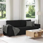 Canapea cu 3 locuri, neagră, 220x77x82 cm, material textil GartenMobel Dekor