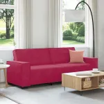 Canapea cu 3 locuri, roșu vin, 220x78x84 cm, material catifea GartenMobel Dekor