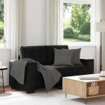 Canapea loveseat neagră 160x77x82 cm catifea GartenMobel Dekor