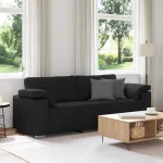 Sofa cu 3 locuri Negru 220 cm țesătură GartenMobel Dekor