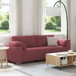Sofa cu 3 locuri Roșu Vin 220 cm țesătură GartenMobel Dekor