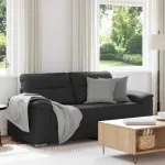 Canapea cu 2 locuri, neagră, 180x81x84 cm, piele ecologică GartenMobel Dekor