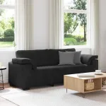 Canapea cu 3 locuri neagră 220x77x82 cm catifea GartenMobel Dekor