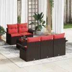 Set de canapele pentru grădină cu pernă 6 pcs Maro poliratan GartenMobel Dekor