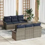Set de canapele pentru grădină cu pernă 7 pcs Gri poliratan GartenMobel Dekor