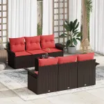 Set de canapele pentru grădină cu pernă 7 pcs Maro poliratan GartenMobel Dekor