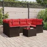 Set de canapele pentru grădină cu pernă 7 pcs Maro poliratan GartenMobel Dekor