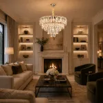 Candelabru din cristal VALMONT Eleganza, 8xE14, auriu, D50 cm