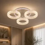 Lustra LED RONDA Nobile 46W cu telecomanda, 3 cercuri, dimabila, alb