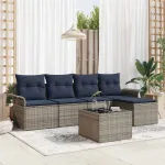 Set de canapele pentru grădină cu pernă 6 pcs Gri poliratan GartenMobel Dekor