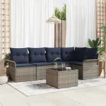 Set de canapele pentru grădină cu pernă 6 pcs Gri poliratan GartenMobel Dekor