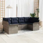 Set de canapele pentru grădină cu pernă 6 pcs Gri poliratan GartenMobel Dekor