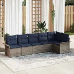 Set de canapele pentru grădină cu pernă 6 pcs Gri poliratan GartenMobel Dekor