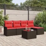 Set de canapele pentru grădină cu pernă 6 pcs Maro poliratan GartenMobel Dekor