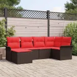 Set de canapele pentru grădină cu pernă 6 pcs Maro poliratan GartenMobel Dekor