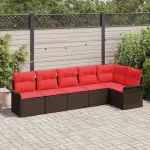 Set de canapele pentru grădină cu pernă 6 pcs Maro poliratan GartenMobel Dekor