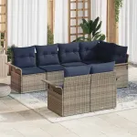 Set de canapele pentru grădină cu pernă 7 pcs Gri poliratan GartenMobel Dekor
