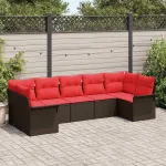 Set de canapele pentru grădină cu pernă 7 pcs Maro Rattan poli GartenMobel Dekor