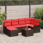 Set de canapele pentru grădină cu pernă 7 pcs Maro poliratan GartenMobel Dekor