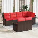 Set de canapele pentru grădină cu pernă 7 pcs Maro poliratan GartenMobel Dekor
