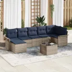 Set de canapele pentru grădină cu pernă 8 pcs Gri Rattan poli GartenMobel Dekor