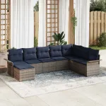Set de canapele pentru grădină cu pernă 8 pcs Gri poliratan GartenMobel Dekor