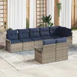 Set de canapele pentru grădină cu pernă 8 pcs Gri poliratan GartenMobel Dekor
