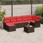 Set de canapele pentru grădină cu pernă 8 pcs Maro Rattan poli GartenMobel Dekor