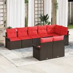 Set de canapele pentru grădină cu pernă 8 pcs Maro poliratan GartenMobel Dekor
