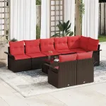 Set de canapele pentru grădină cu pernă 9 pcs Maro poliratan GartenMobel Dekor