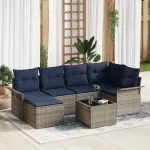 Set de canapele pentru grădină cu pernă Gri poliratan GartenMobel Dekor