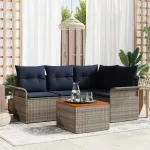 Set de canapele pentru grădină cu pernă 5 pcs Gri poliratan GartenMobel Dekor