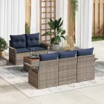 Set de canapele pentru grădină cu pernă 6 pcs Gri poliratan GartenMobel Dekor