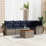 Set de canapele pentru grădină cu pernă 6 pcs Gri poliratan GartenMobel Dekor