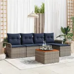 Set de canapele pentru grădină cu pernă 6 pcs Gri poliratan GartenMobel Dekor