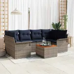 Set de canapele pentru grădină cu pernă 7 pcs Gri poliratan GartenMobel Dekor