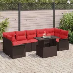 Set de canapele pentru grădină cu pernă 8 pcs Maro poliratan GartenMobel Dekor