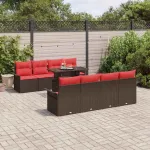 Set de canapele pentru grădină cu pernă 8 pcs Maro poliratan GartenMobel Dekor
