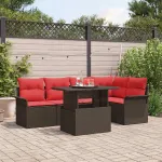 Set de canapele pentru grădină cu pernă 6 pcs Maro Rattan poli GartenMobel Dekor