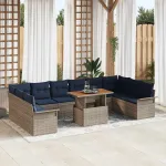 Set de canapele pentru grădină 11 pcs Gri și albastru marin GartenMobel Dekor