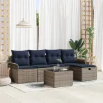 Set de canapele pentru grădină 6 pcs Gri și bleumarin poliratan GartenMobel Dekor